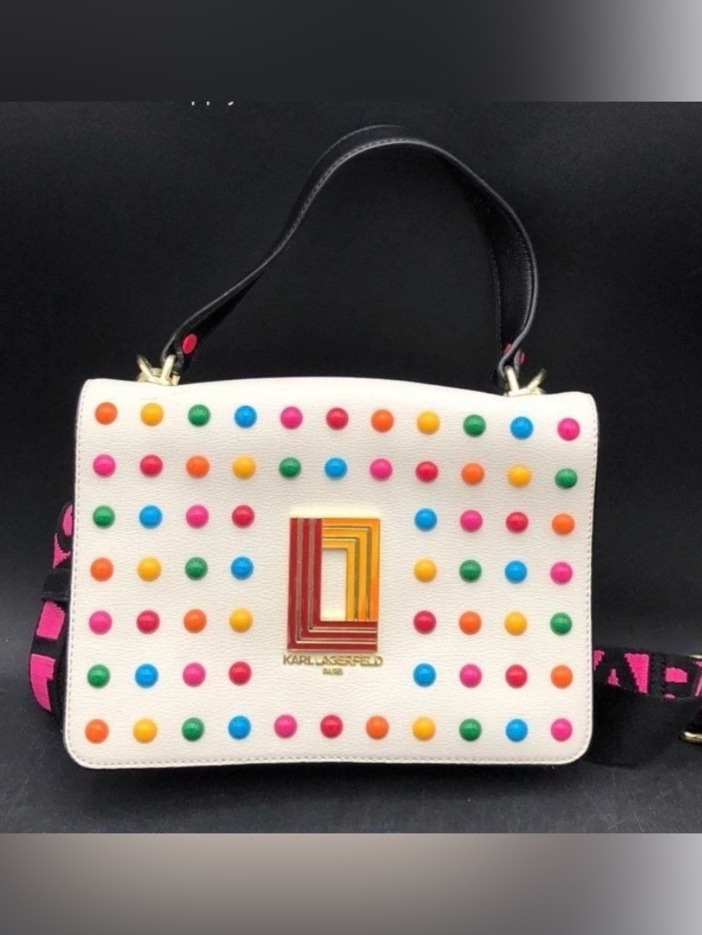 Karl Lagerfeld Paris
Studded Flap Satchel w/ crossbody